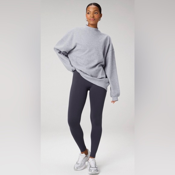 Fabletics Terry Oversized Mock Neck Sweatshirt | XXS | NWT | Gray Heather - Picture 2 of 10